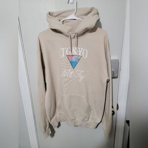 Bowery Supply Co. Tokyo Mt. Fuji Hooded Sweater, Men's Medium, Beige